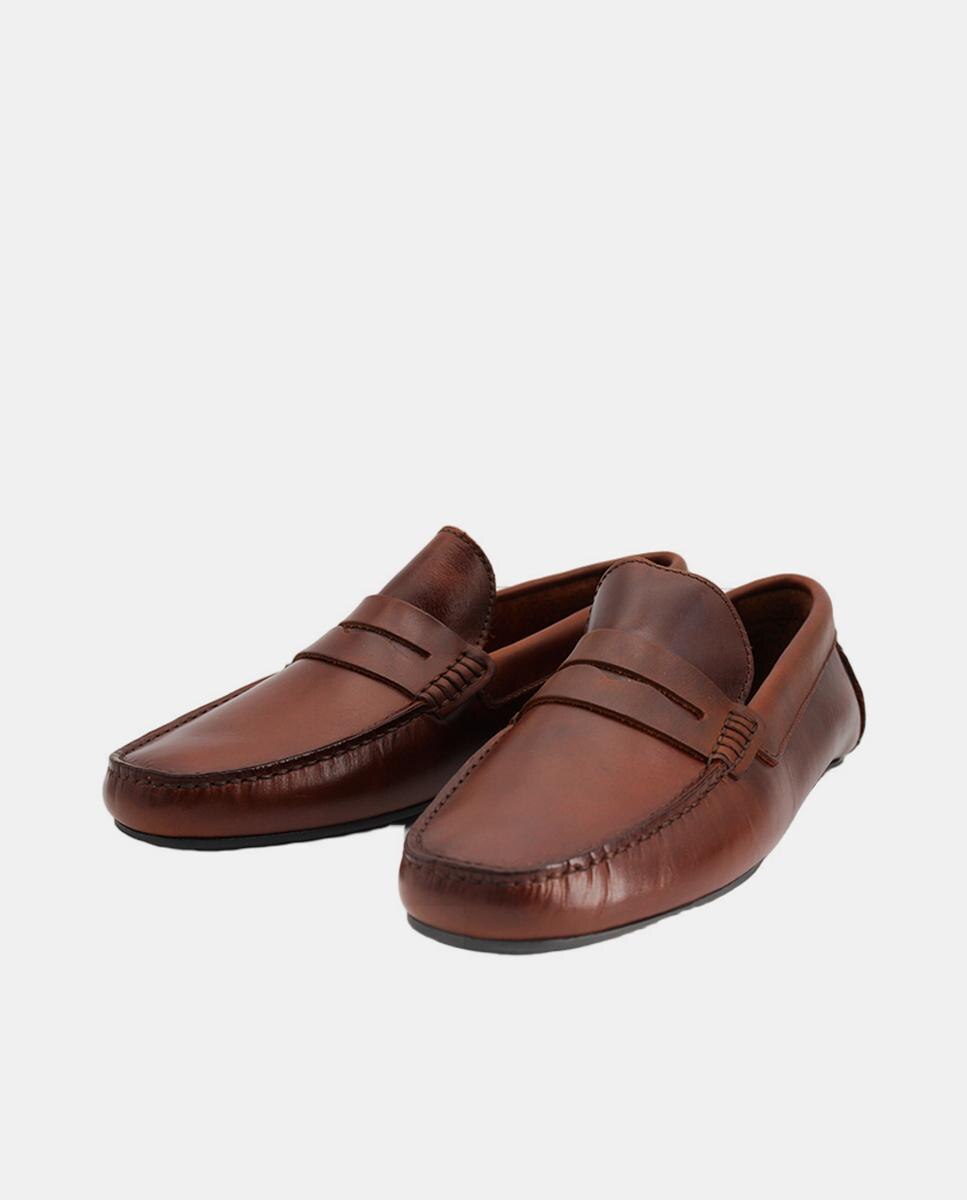 Mocassins com Travessão em Croute Couro-2
