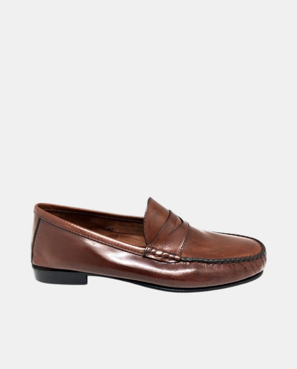 Castellano - Mocasines de hombre en piel de búfalo con piso de cuero.