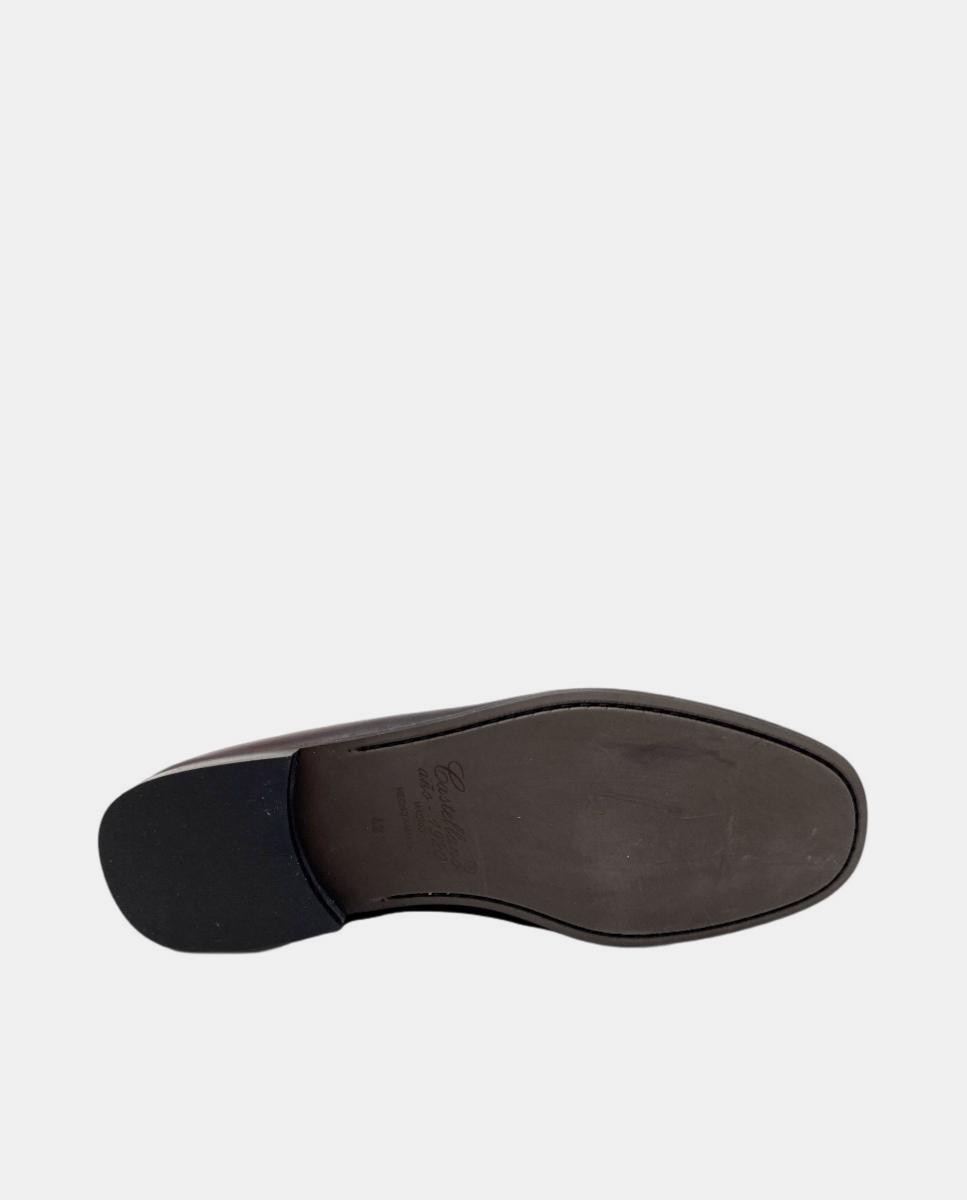 Mocassins em Pele Bovina Tipo Napa com Sola de Borracha Castanho-3