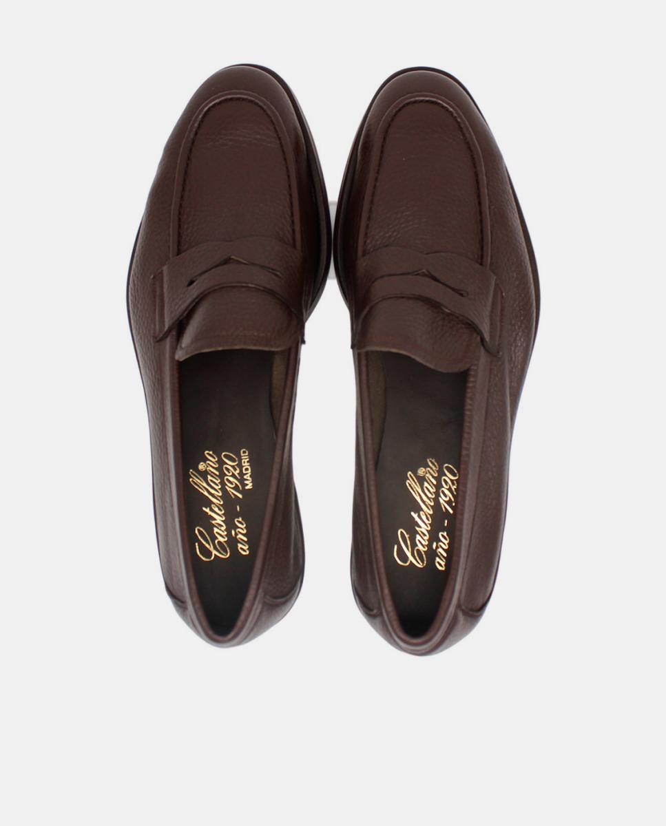 Mocassins em Pele de Cervo com Sola de Borracha Castanho-escuro-4