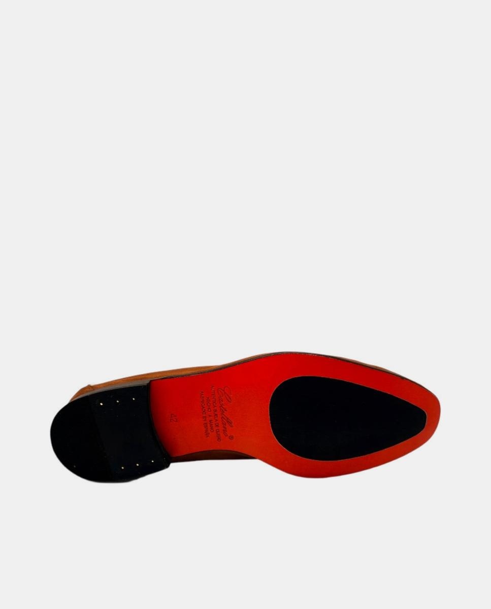Mocassins com Travessão em Croute Castanho taupe-3