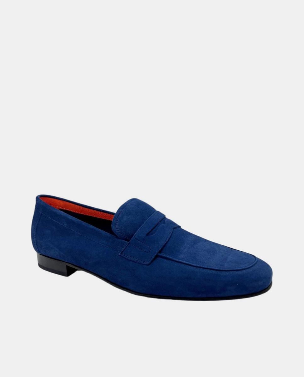 Mocassins com Travessão em Croute Azul-escuro-2
