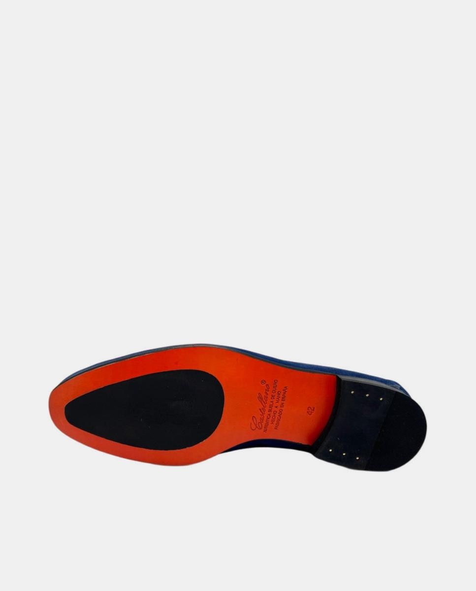 Mocassins com Travessão em Croute Azul-escuro-3