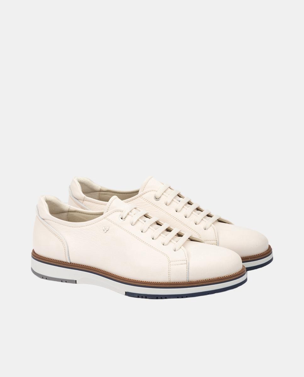 Sapatilhas em Pele - Azul Branco-marfim-2