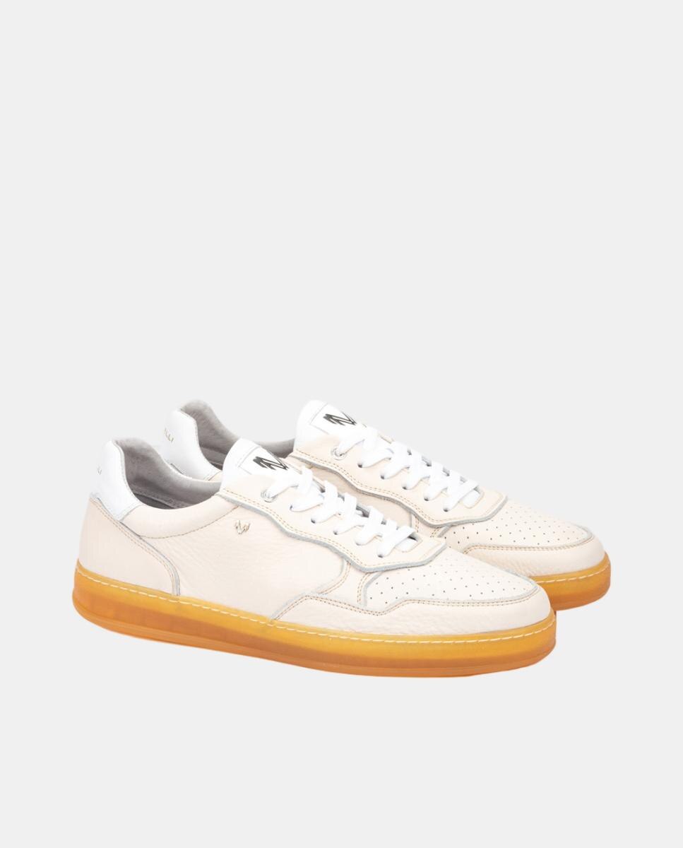 Sapatilhas em Pele - Branco Branco-marfim-3