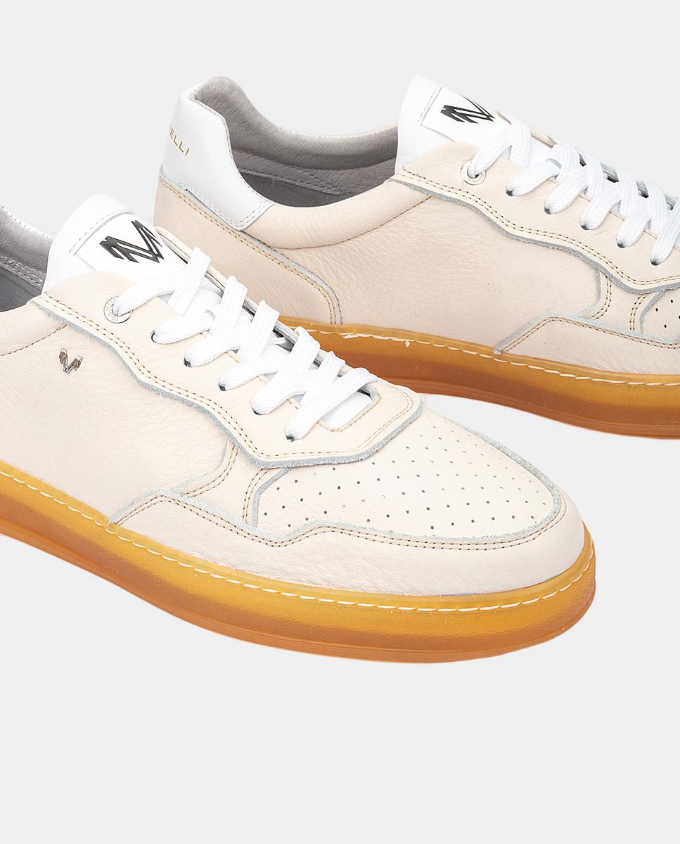 Sapatilhas em Pele - Branco Branco-marfim-4