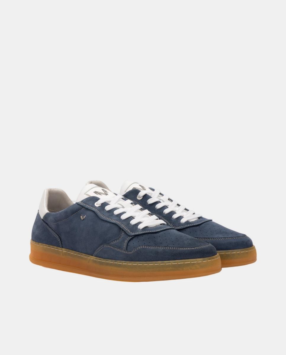 Sapatilhas em Pele - Azul Denim-2