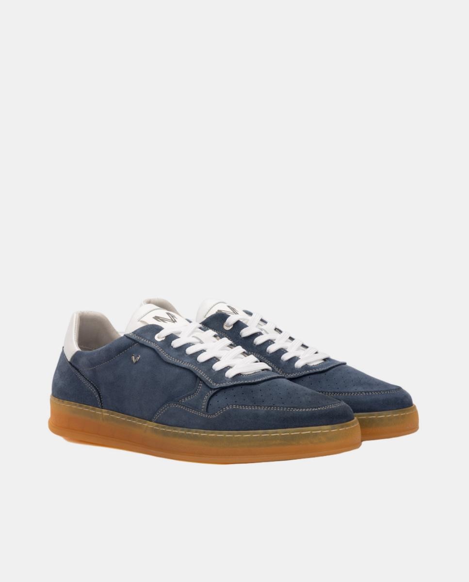 Sapatilhas em Pele - Azul Denim-3