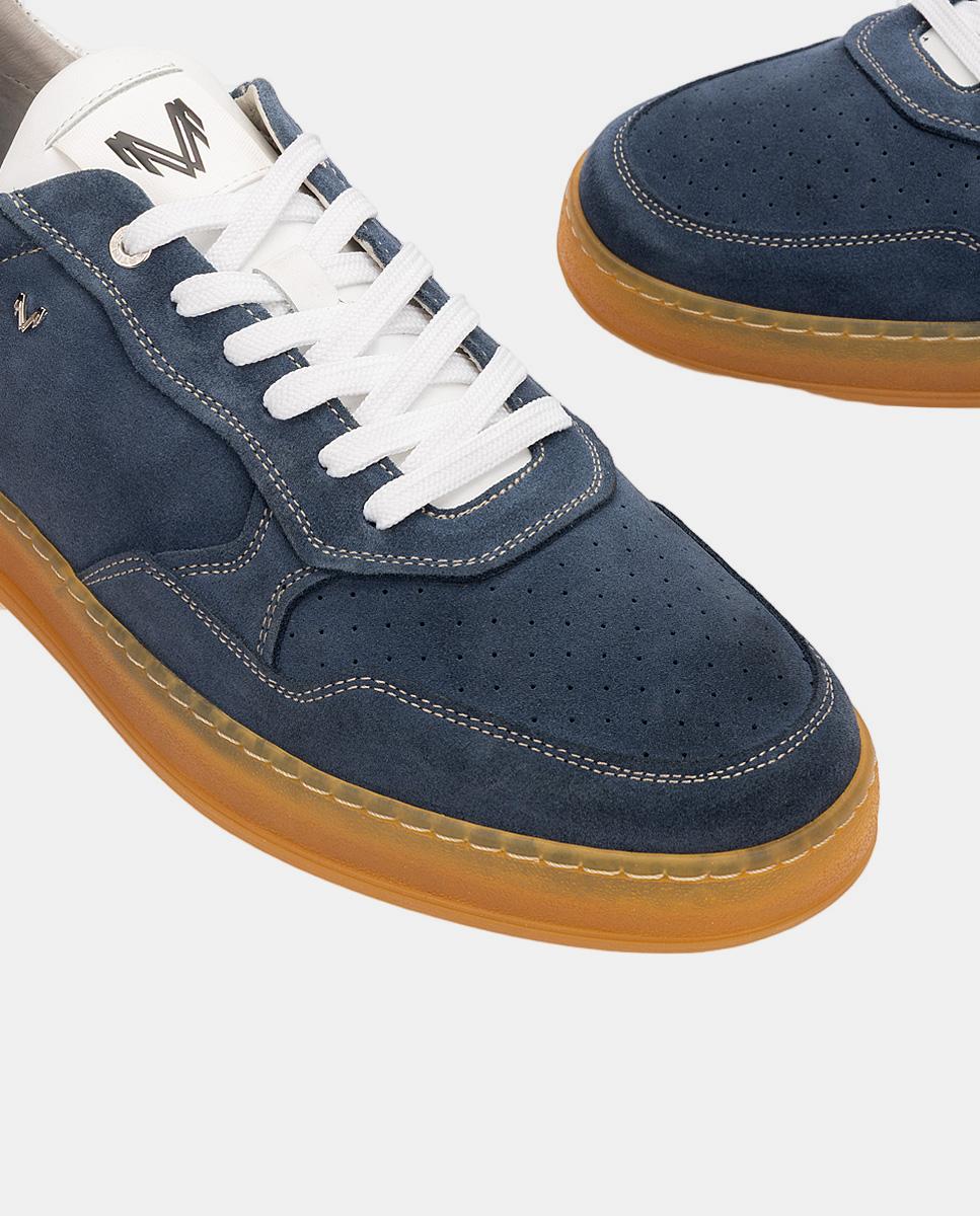 Sapatilhas em Pele - Azul Denim-4