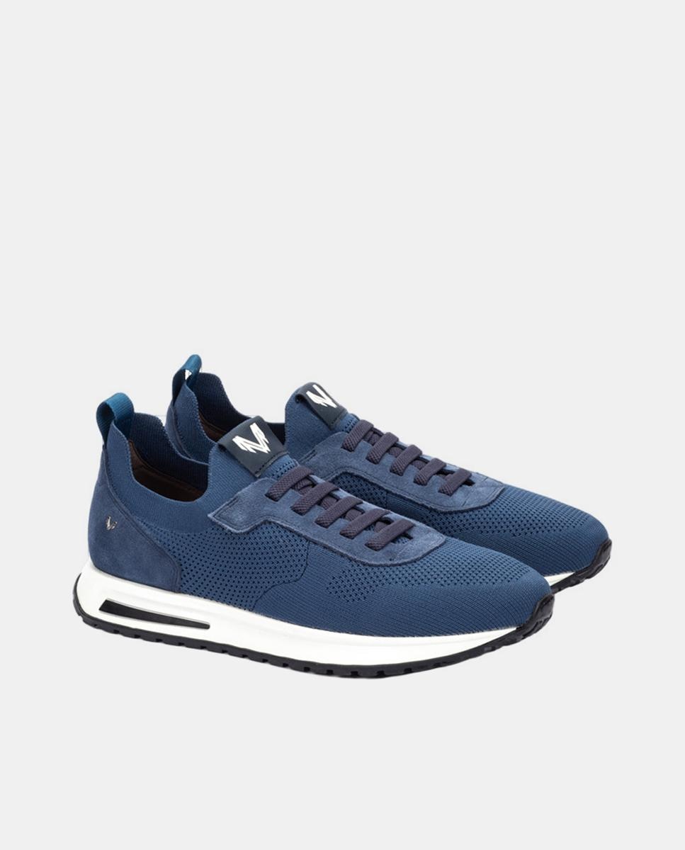 Sapatilhas em Pele - Azul Denim-2