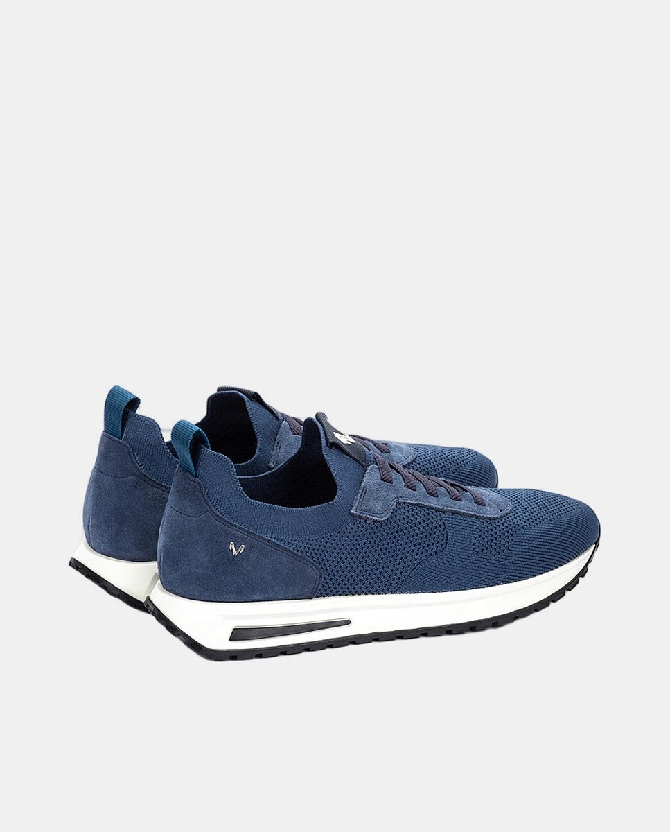 Sapatilhas em Pele - Azul Denim-3