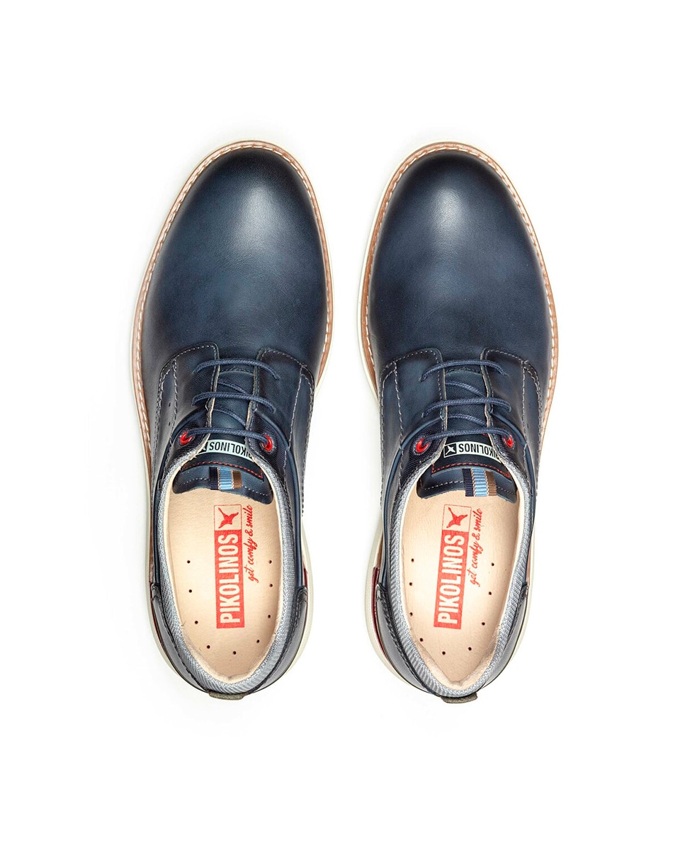 Sapatos de Atacadores e Bluchers em Pele Azul-3