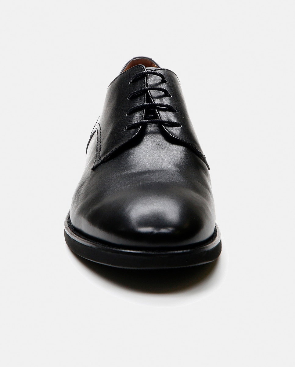 Bluchers Lisos em Pele Suave Preto-4