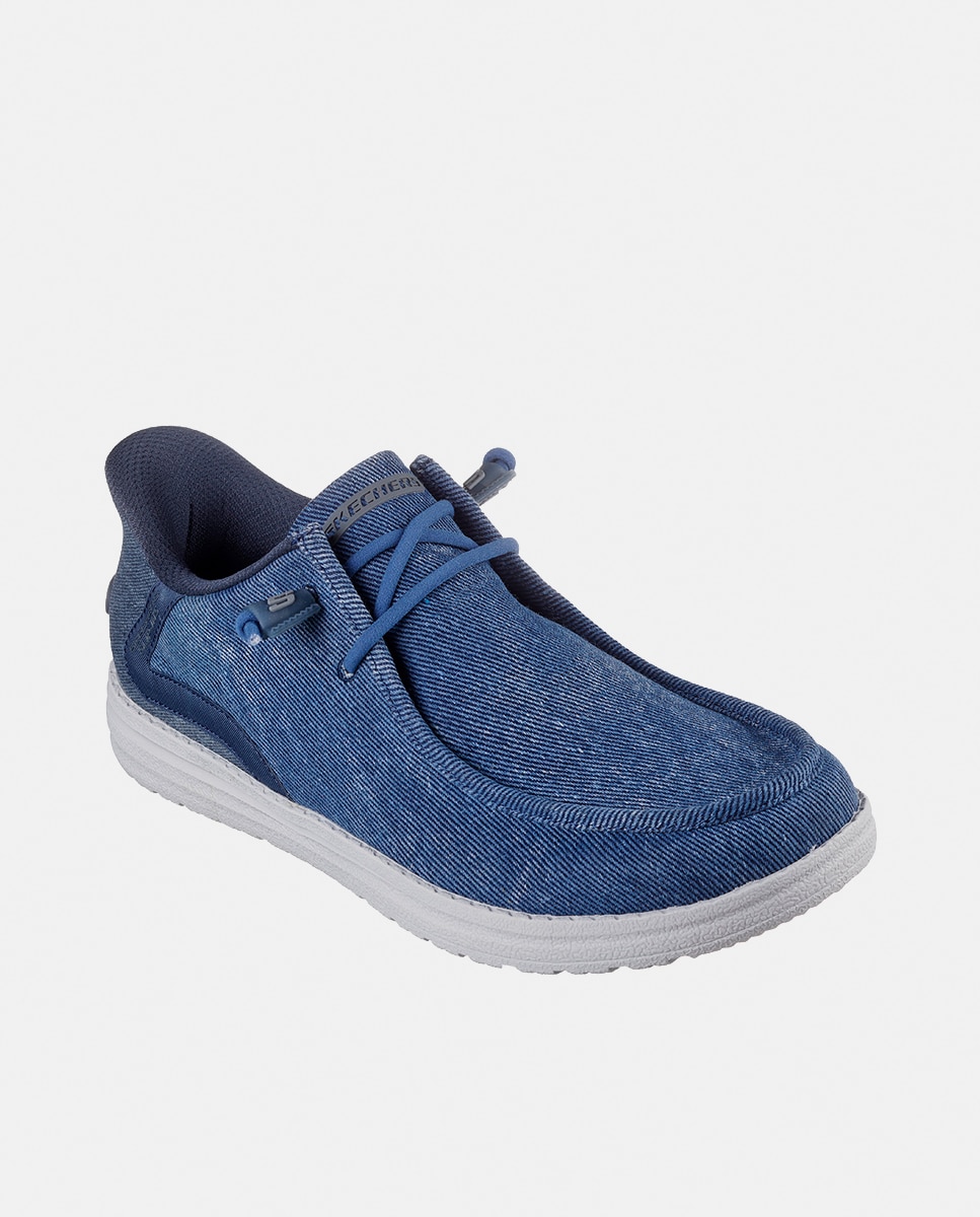 Sapatilhas Casual com Acabamento em Lona Azul denim-2