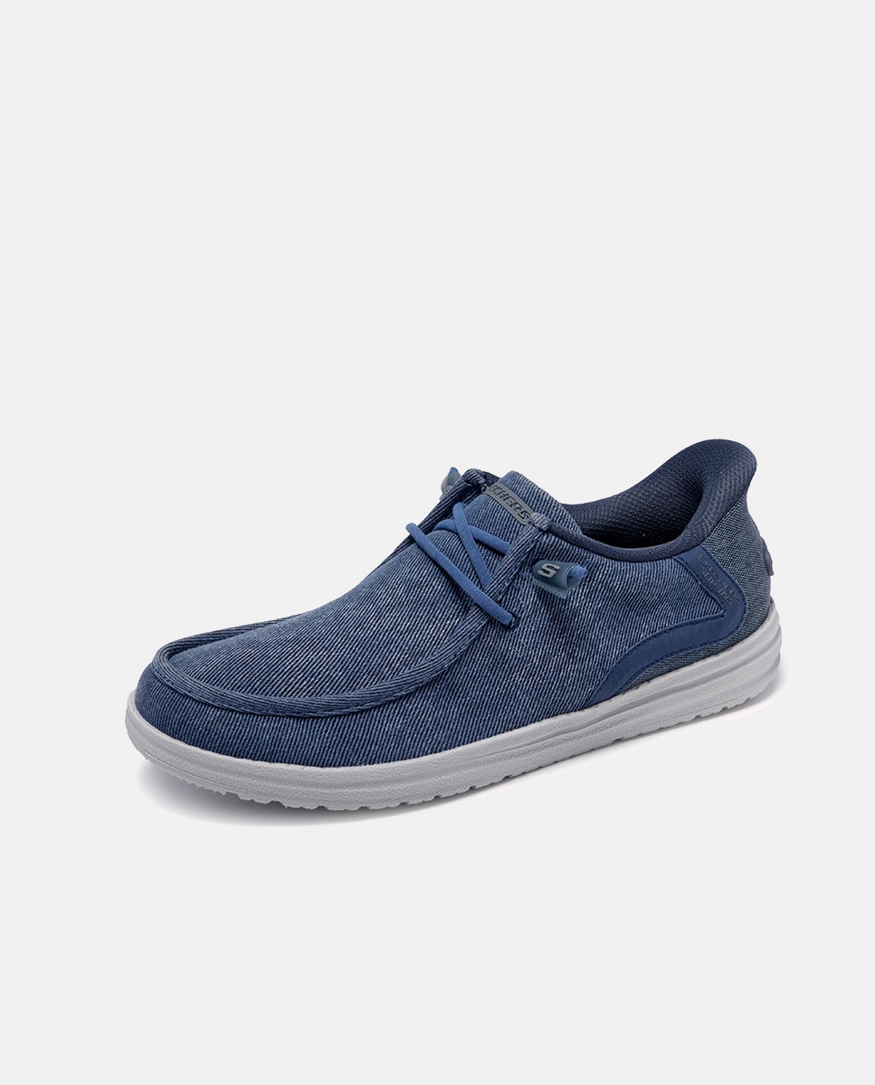 Sapatilhas Casual com Acabamento em Lona Azul denim-3