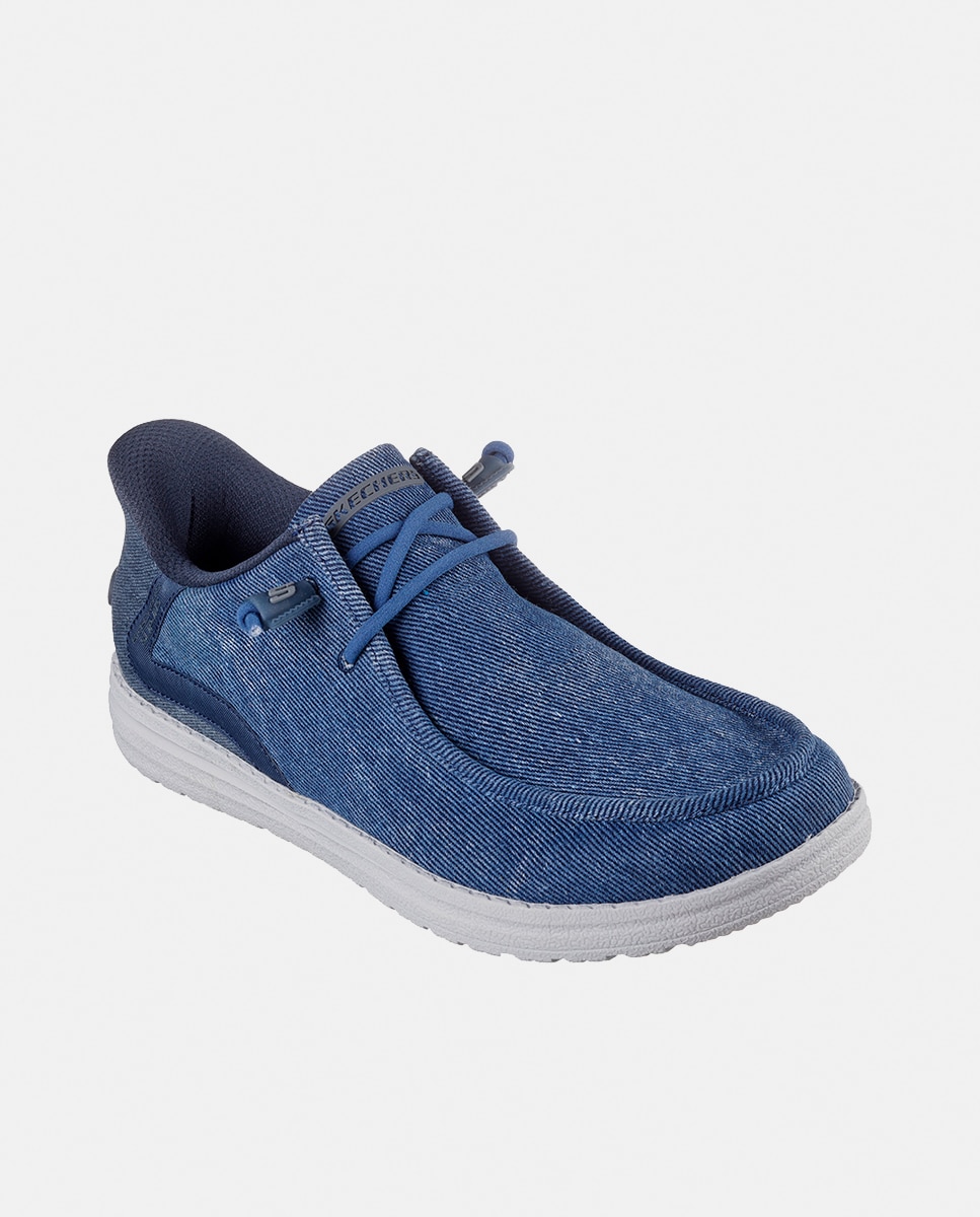 Sapatilhas Casual com Acabamento em Lona Azul denim-4