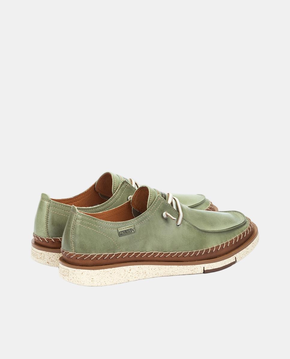 Sapatos de Atacadores em Pele - Castanho Verde-3