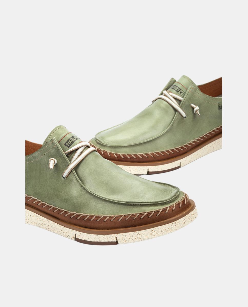 Sapatos de Atacadores em Pele - Castanho Verde-4