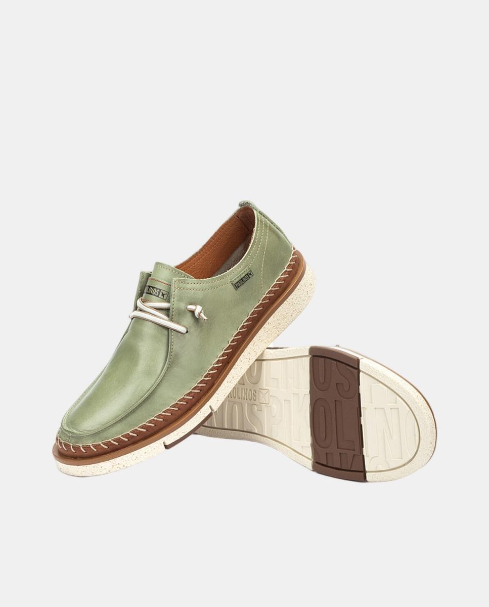 Sapatos de Atacadores em Pele - Castanho Verde-5