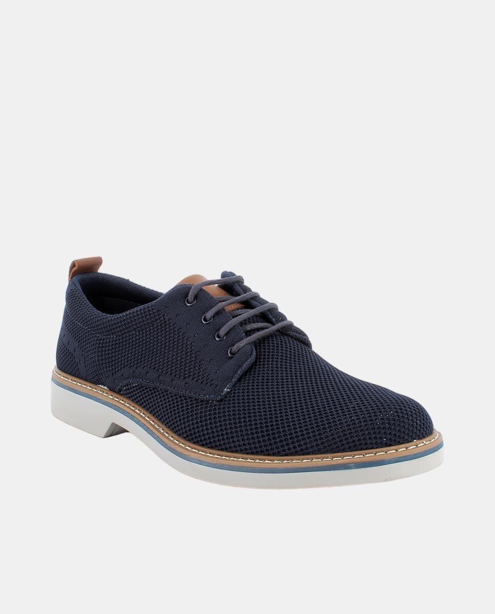 Sapatos em Tecido com Atacadores e Palmilha Amovível em Pele Azul-2