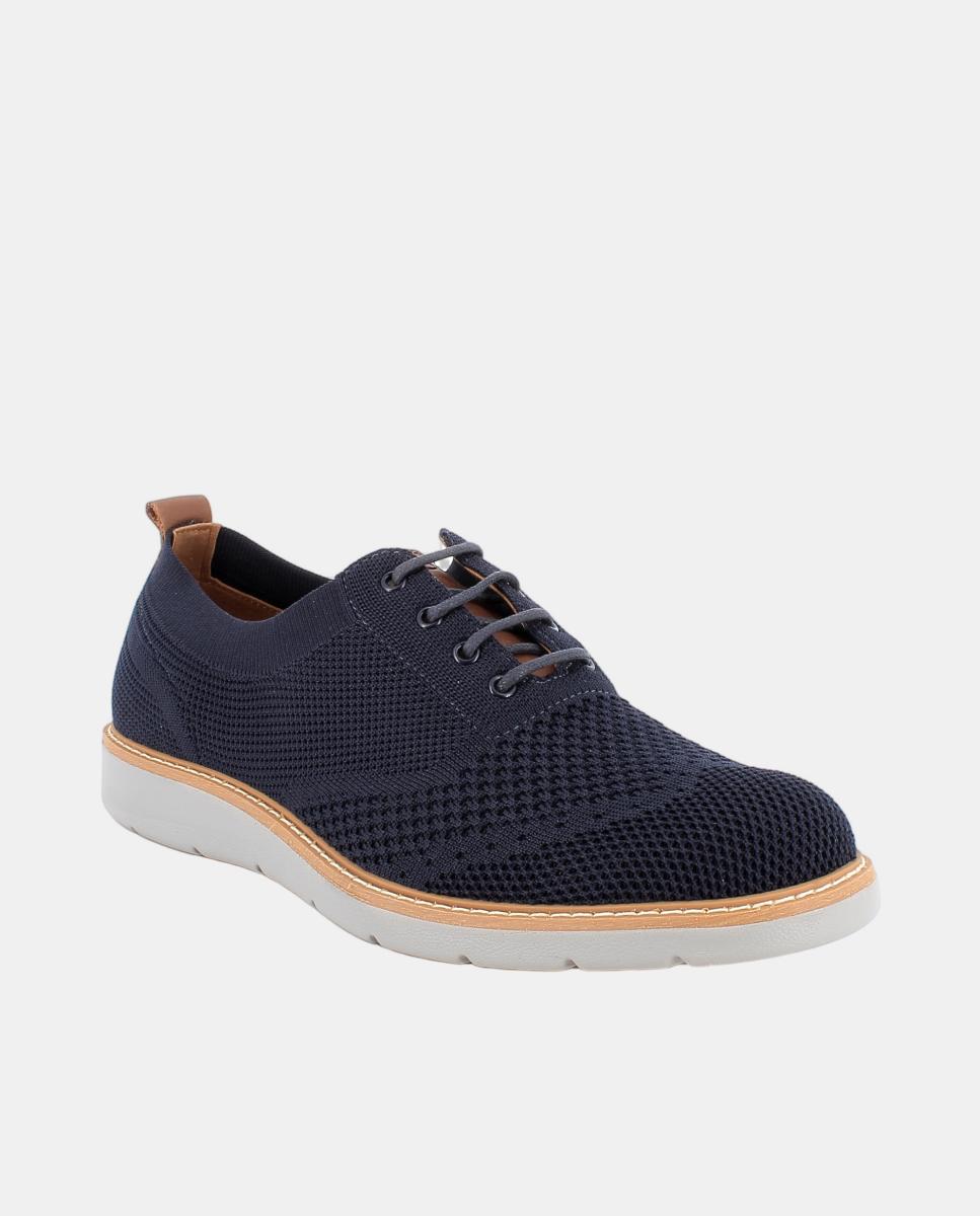 Sapatos em Tecido com Atacadores e Palmilha Amovível Revestida em Pele - Azul Azul-2