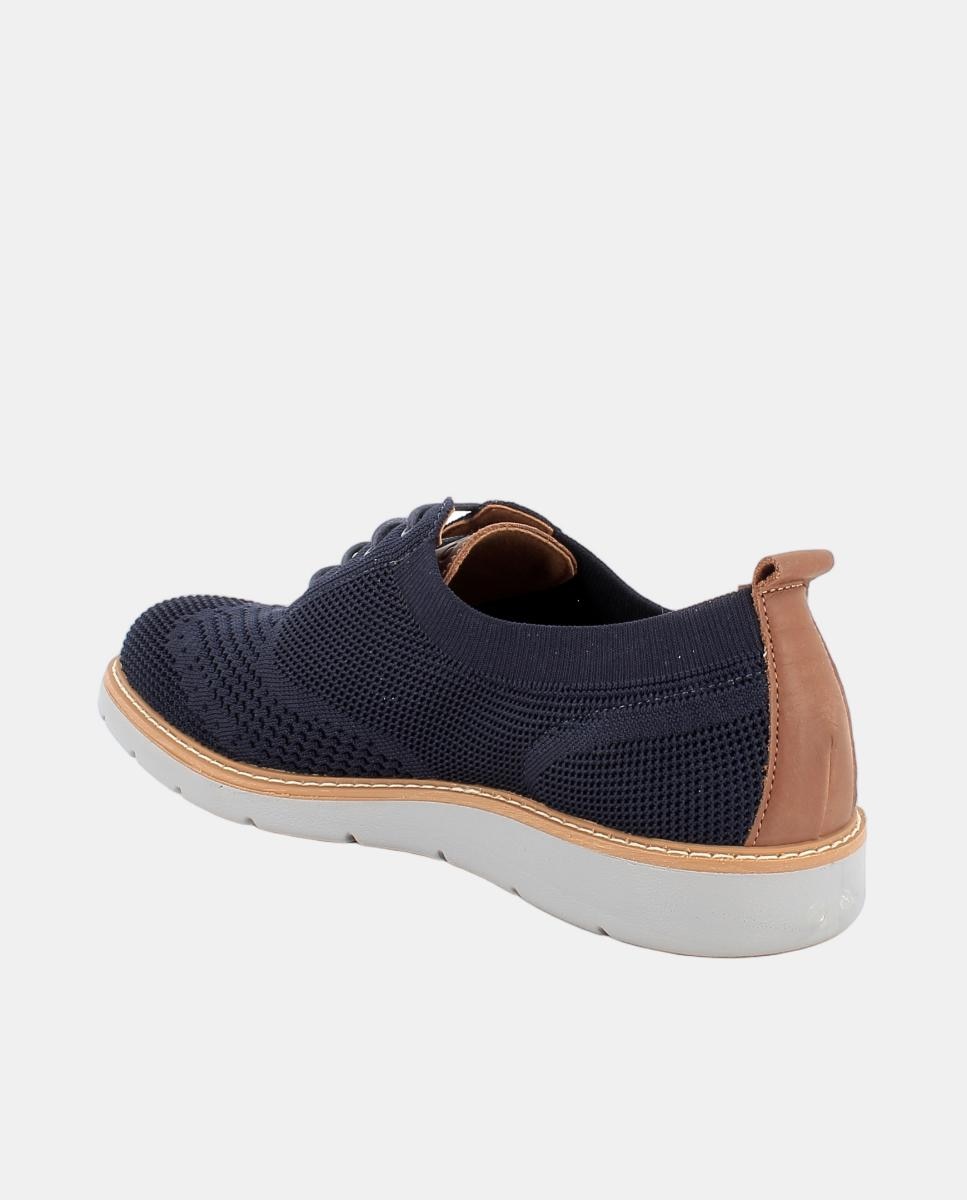 Sapatos em Tecido com Atacadores e Palmilha Amovível Revestida em Pele - Azul Azul-3