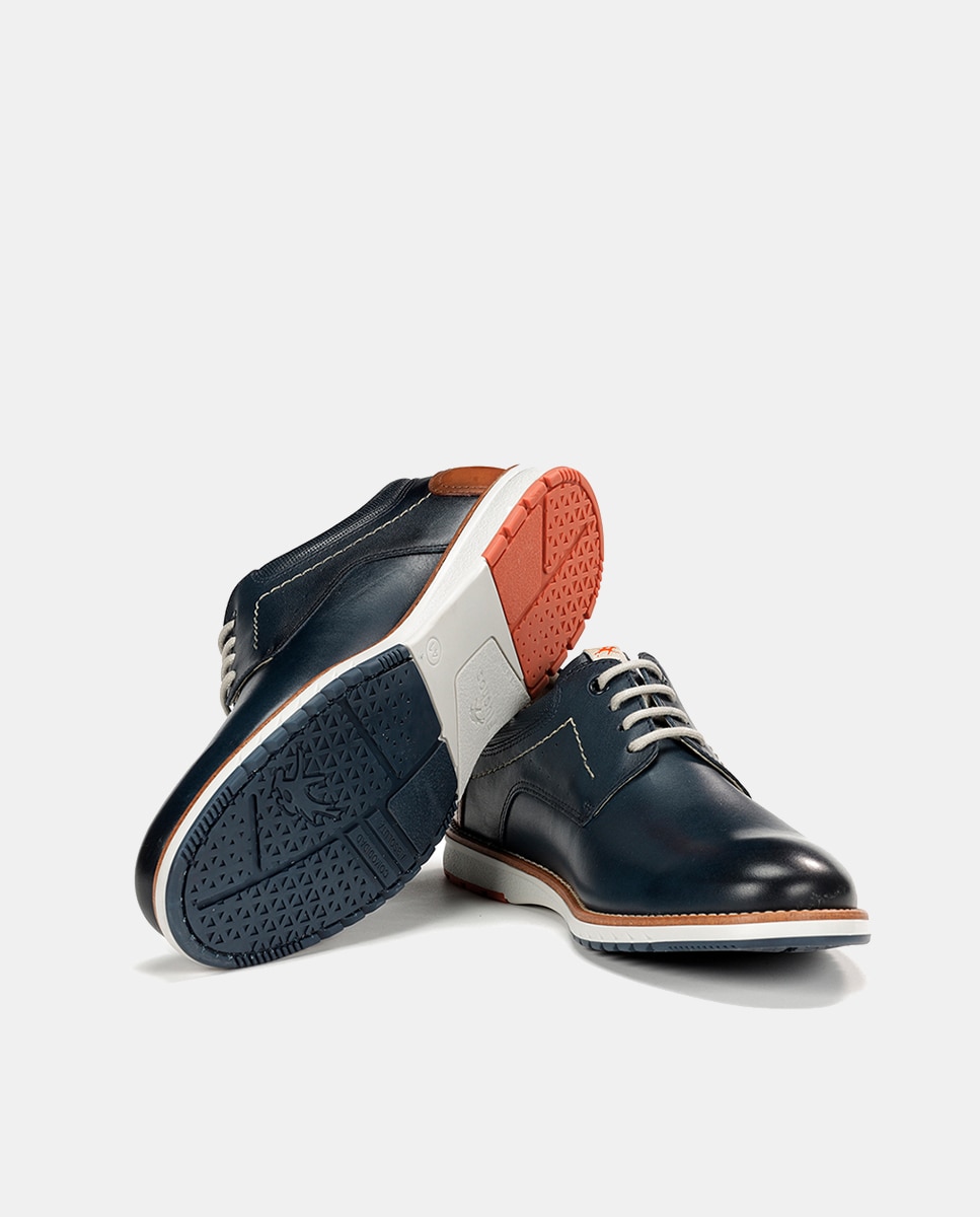 Sapatos em Pele com Atacadores Azul-marinho-4