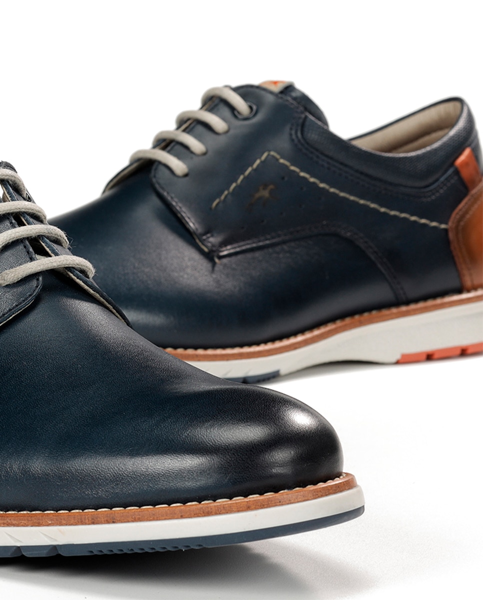 Sapatos em Pele com Atacadores Azul-marinho-7