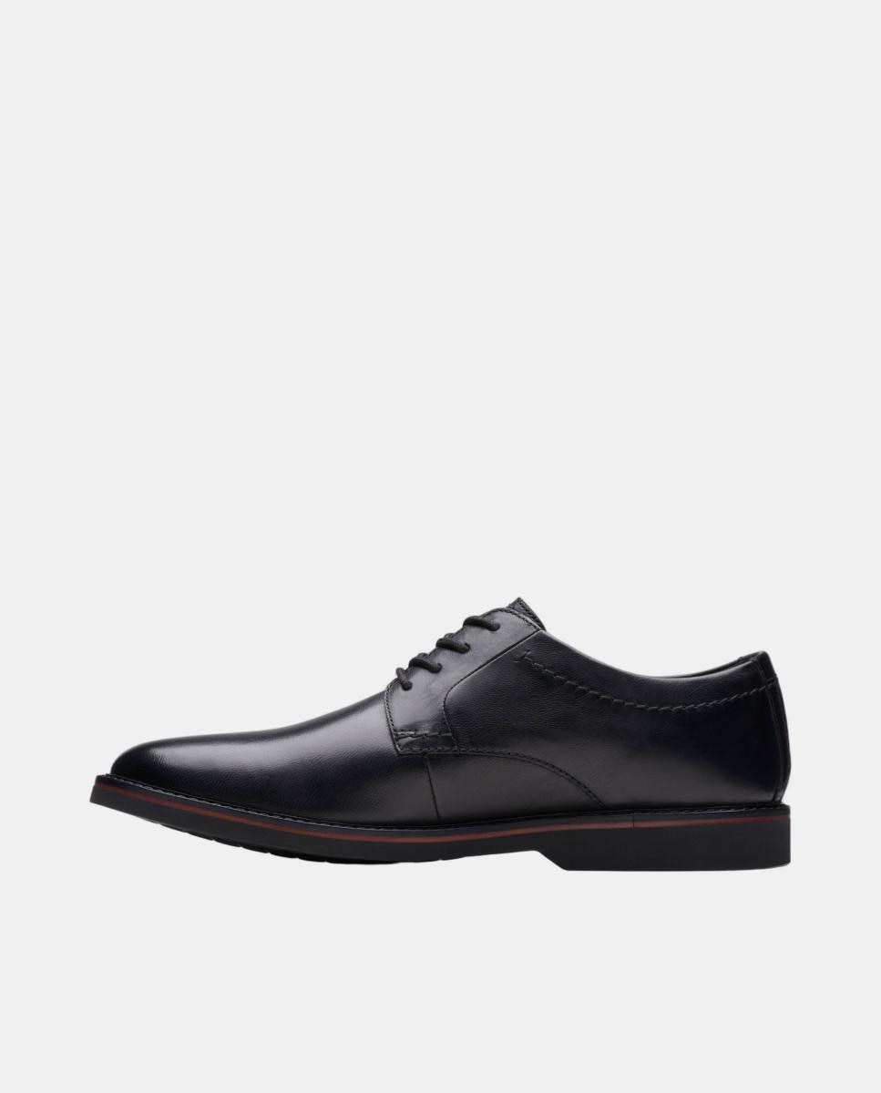Sapatos de Atacadores em Pele com Sola de Borracha Preto-2