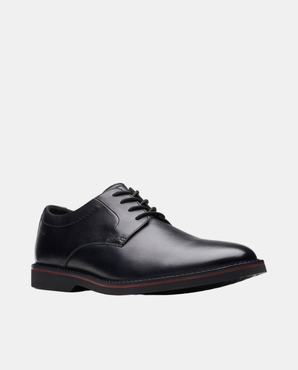 Sapatos de Atacadores em Pele com Sola de Borracha Preto-3