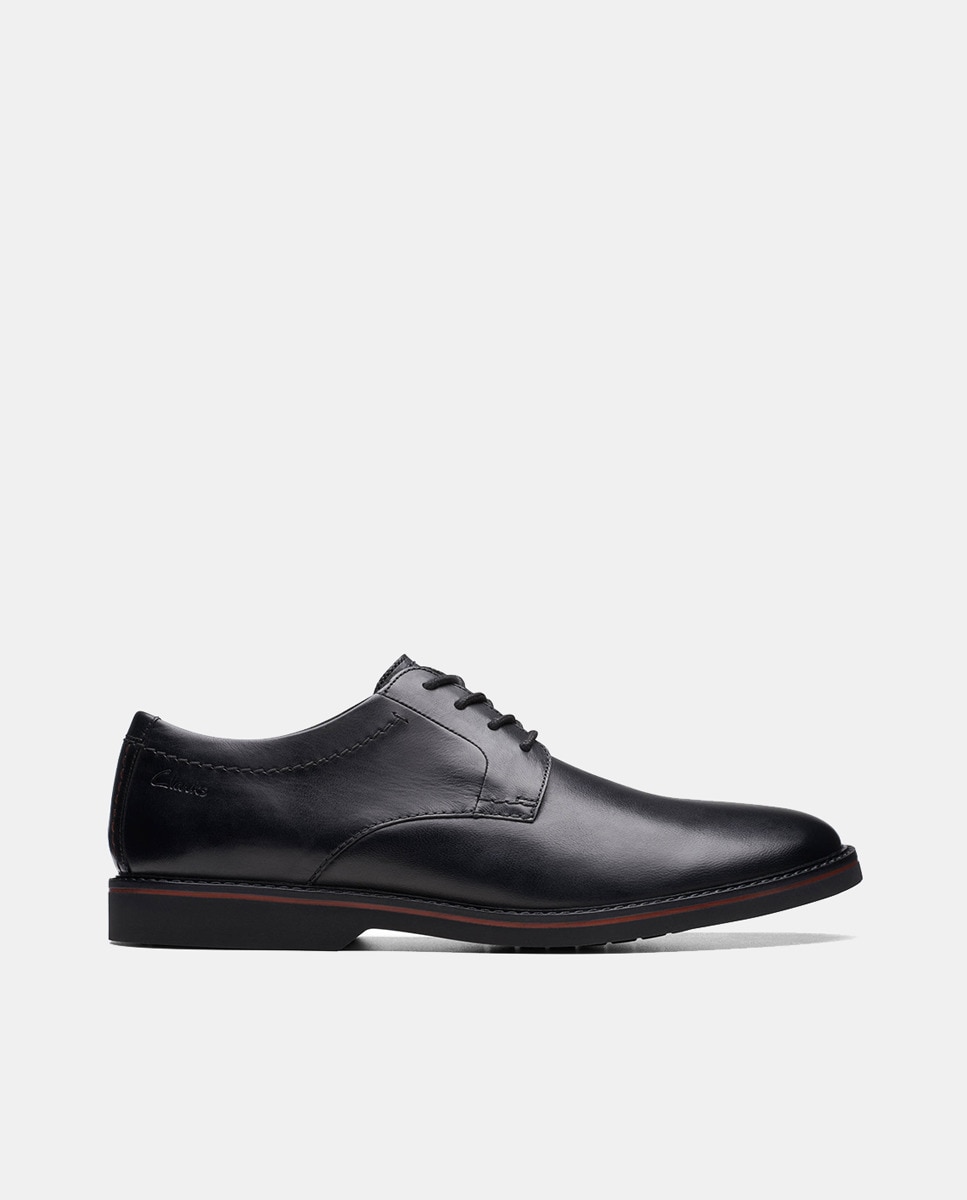 Sapatos de Atacadores em Pele com Sola de Borracha Preto-4