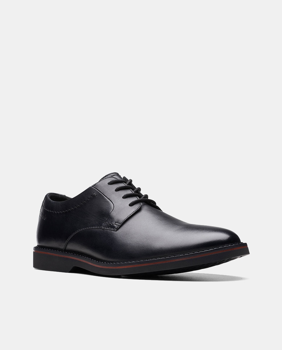 Sapatos de Atacadores em Pele com Sola de Borracha Preto-5