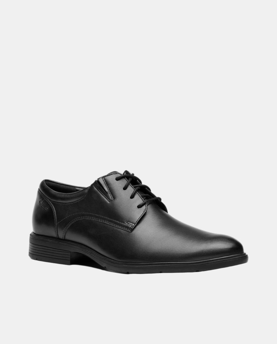 Sapatos Steadwell Lace em Pele com Sola de Borracha Preto-3