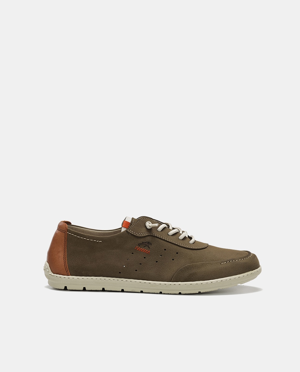 Sapatos em Pele com Atacadores Elásticos Verde Musgo-1
