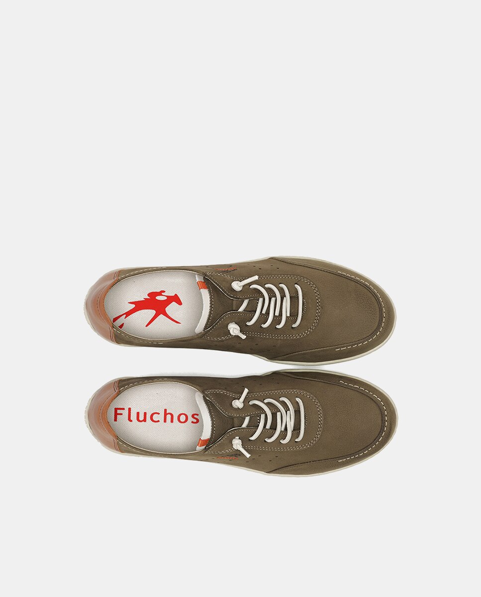 Sapatos em Pele com Atacadores Elásticos Verde Musgo-5