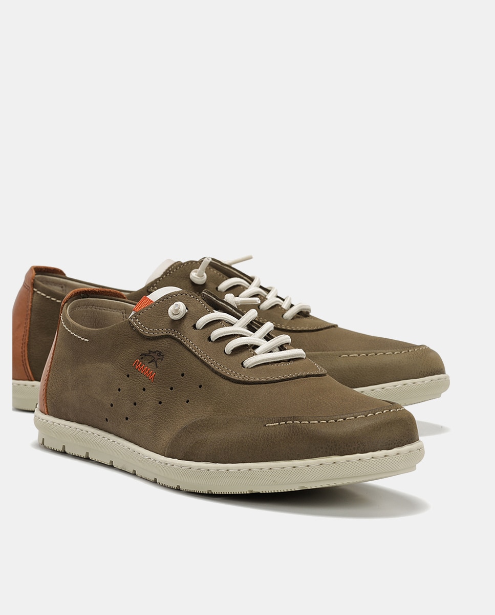 Sapatos em Pele com Atacadores Elásticos Verde Musgo-7