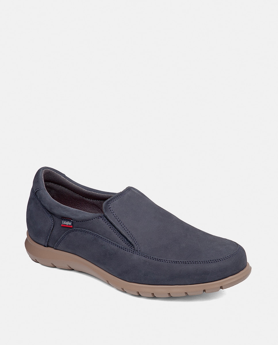 Sapatos Elásticos em Pele Azul-marinho-6