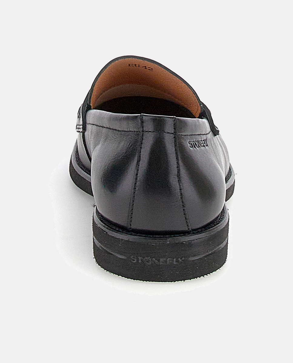 Mocassins em Pele Suave com Travessão Preto-5
