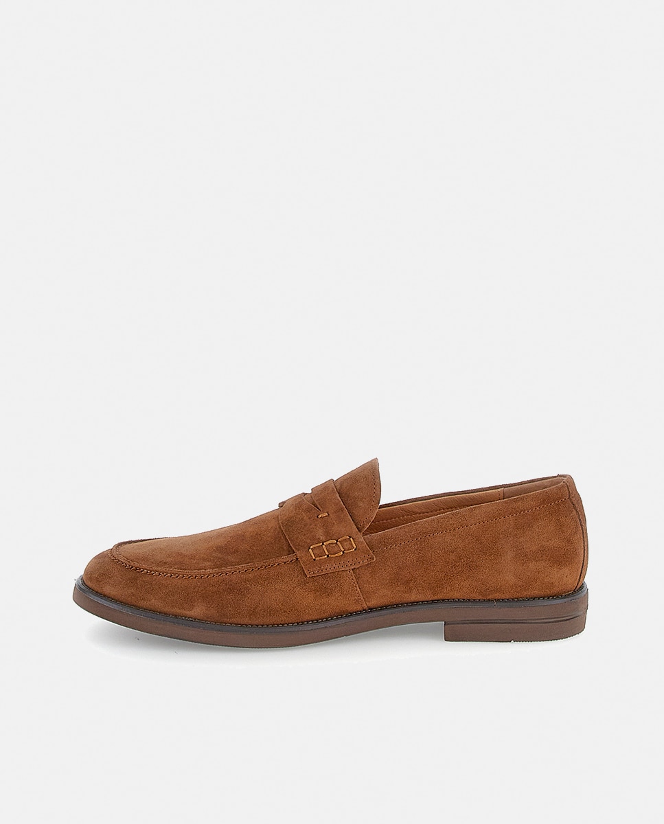 Mocassins em Pele Suave com Travessão Castanho-3