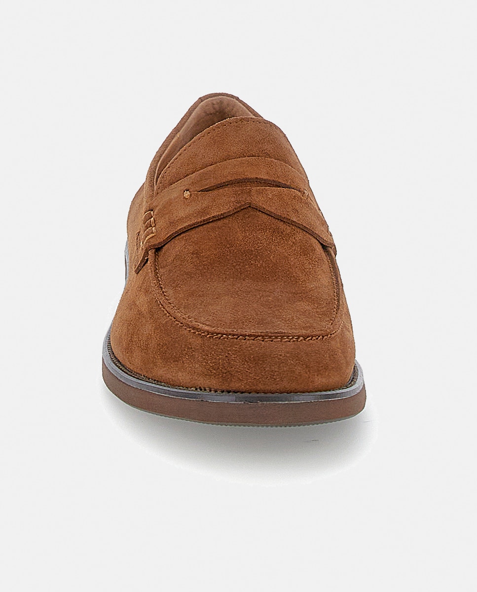 Mocassins em Pele Suave com Travessão Castanho-4