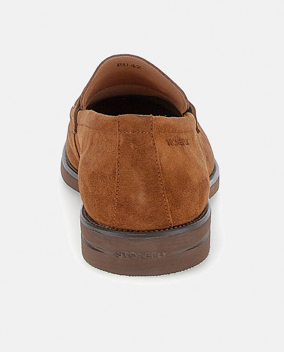 Mocassins em Pele Suave com Travessão Castanho-5