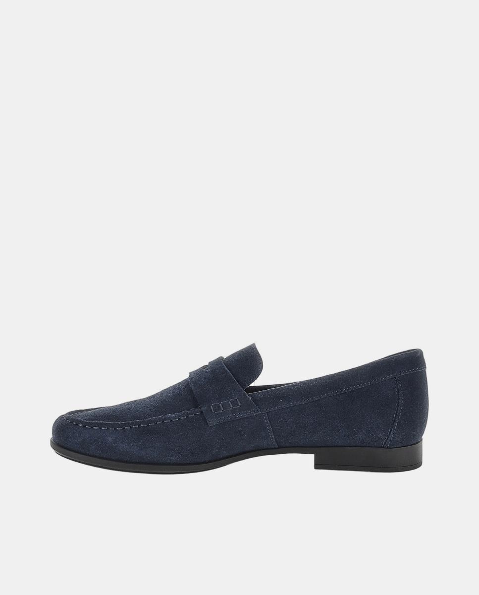 Mocassins com Travessão em Pele Suave Azul-3