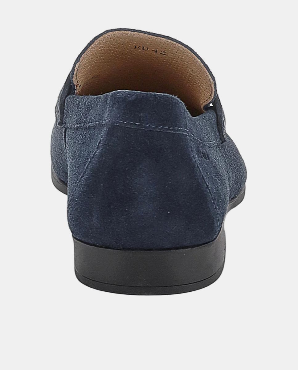 Mocassins com Travessão em Pele Suave Azul-5