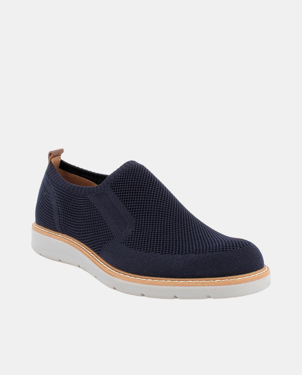 Sapatilhas Slip-On com Palmilha Amovível Revestida em Pele e Forro de Tecido - Azul Azul-2