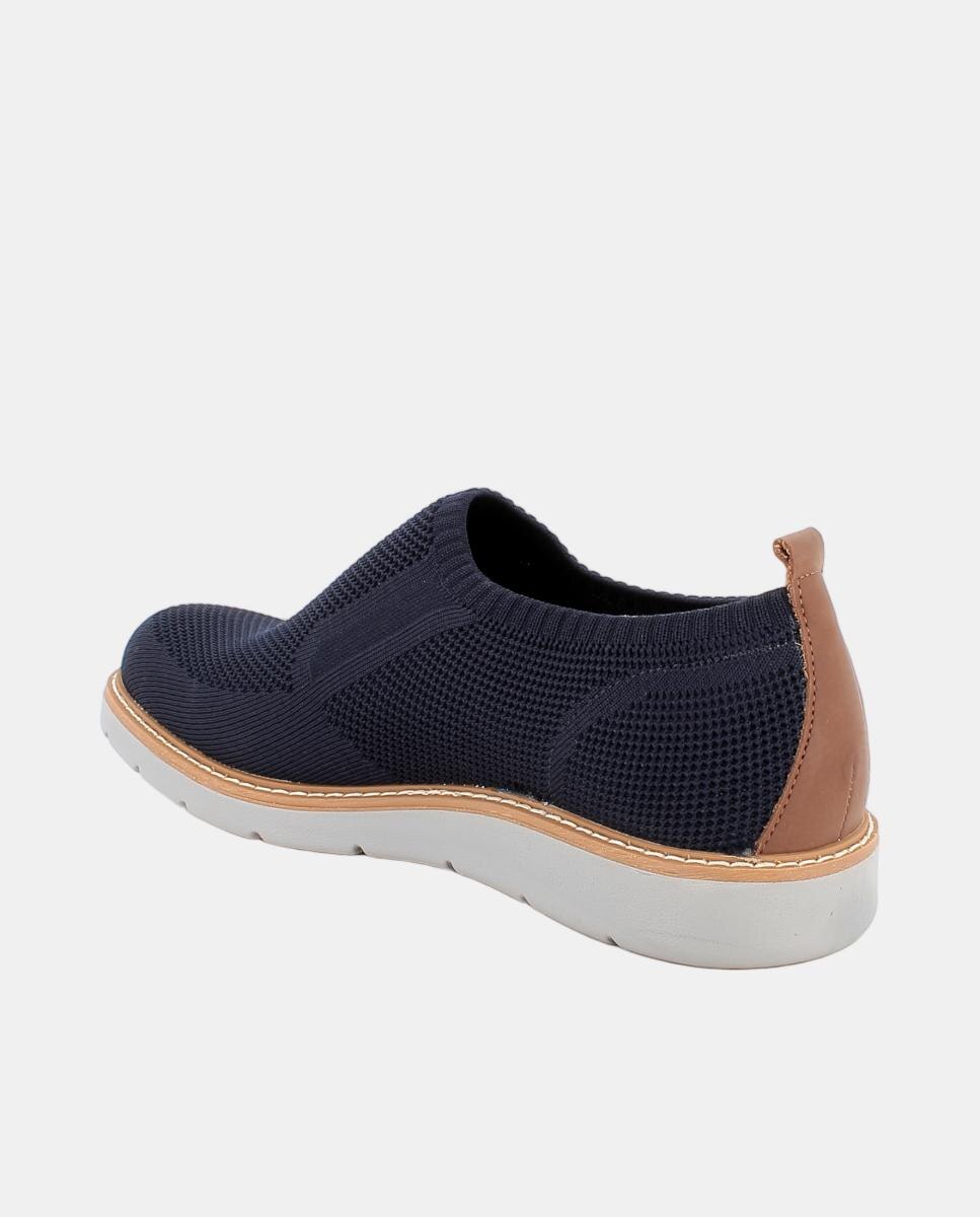 Sapatilhas Slip-On com Palmilha Amovível Revestida em Pele e Forro de Tecido - Azul Azul-3