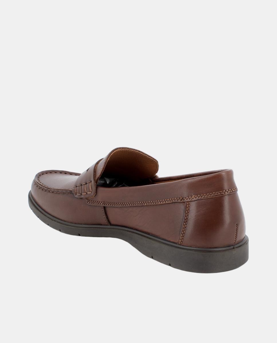 Mocassins em Pele com Palmilha Amovível em Pele - Castanho-Escuro Castanho-escuro-3