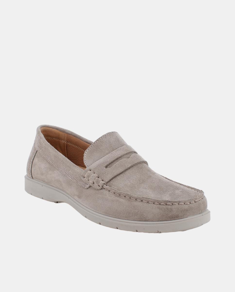 Mocassins em Pele Tipo Camurça e Palmilha Amovível em Pele - Cinzento-Escuro Cinzento-2