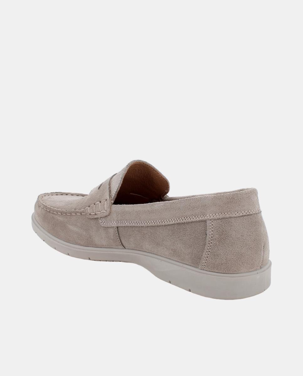 Mocassins em Pele Tipo Camurça e Palmilha Amovível em Pele - Cinzento-Escuro Cinzento-3