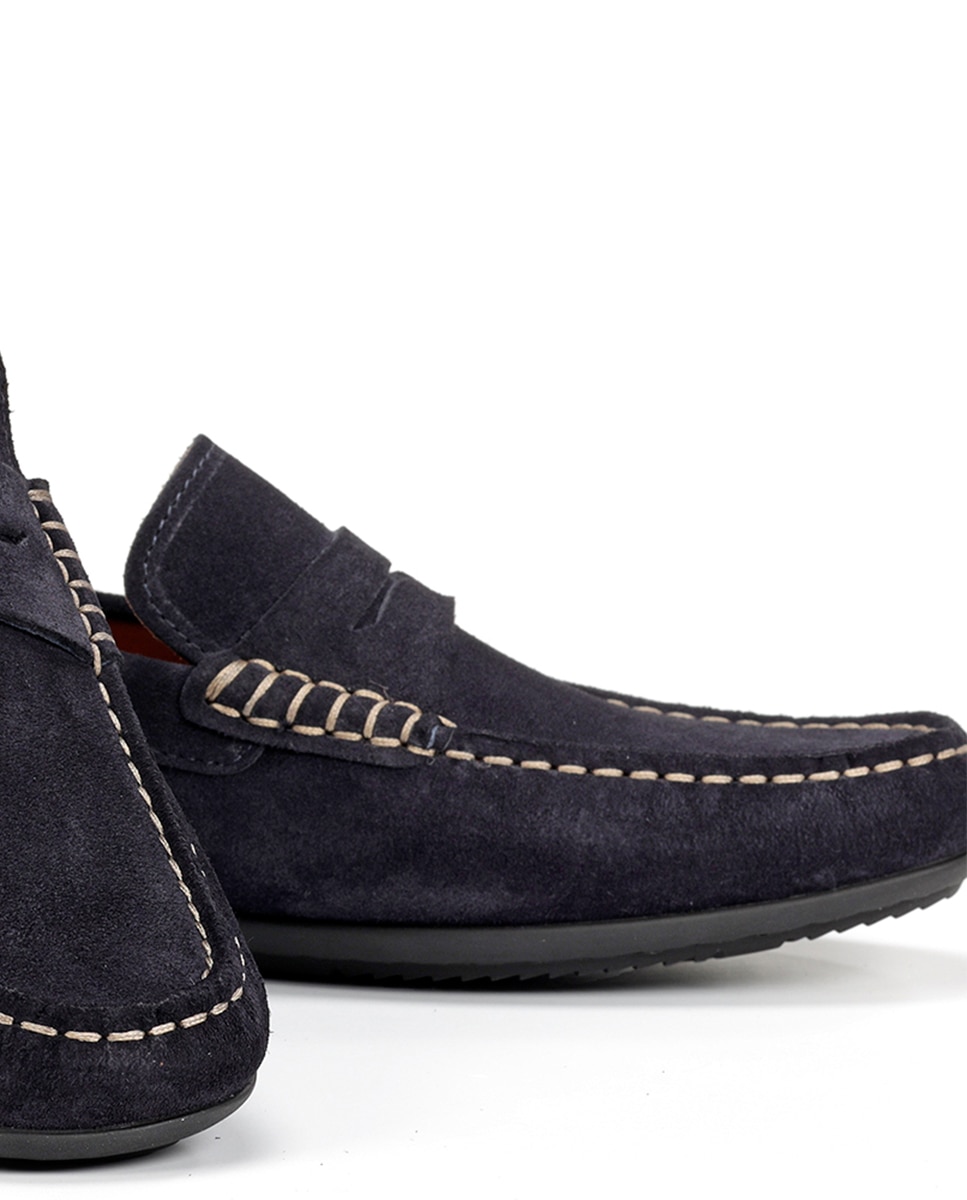 Mocassins em Pele Azul-marinho-7