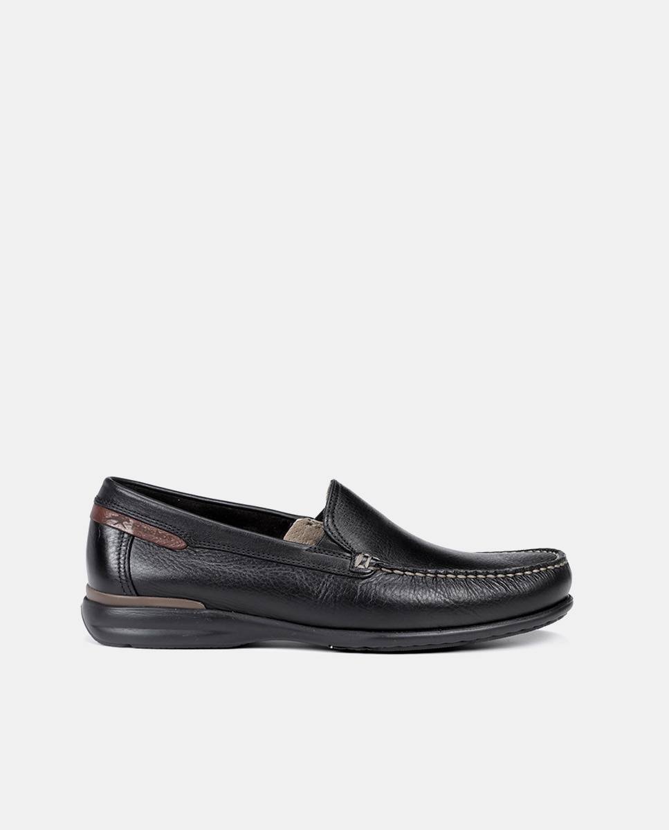 Fluchos - Mocasin de hombre en piel son suela ligera.